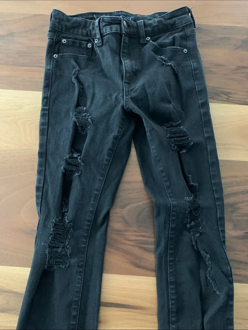 Aeropostale Black High Rise Distressed Jeggings Size 6 Regular - Picture 5 of 5